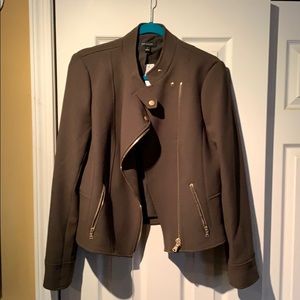 Ann Taylor Moto Jacket Olive Green Size 10